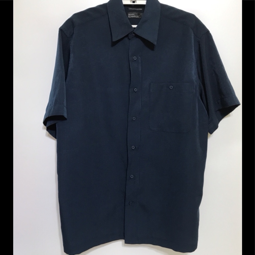 MARC Edwards Mens Blue‎ Luxury Microfiber Shirt Med